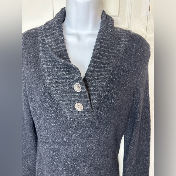 EXOFFICIO Shawl Collar Sweater Charcoal Gray Soft Knit Pullover Style Wool REI - Picture 3 of 11